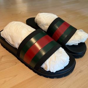 Men’s Gucci Web Rubber Slide Sandal